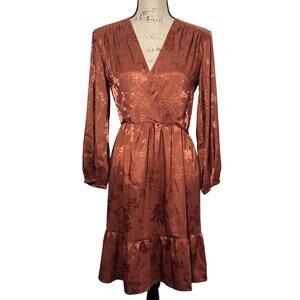 NEW 52seven Women's Size 6 Midi Tiered Dress 3/4 Balloon Sleeve NEW